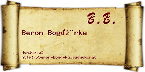Beron Bogárka névjegykártya